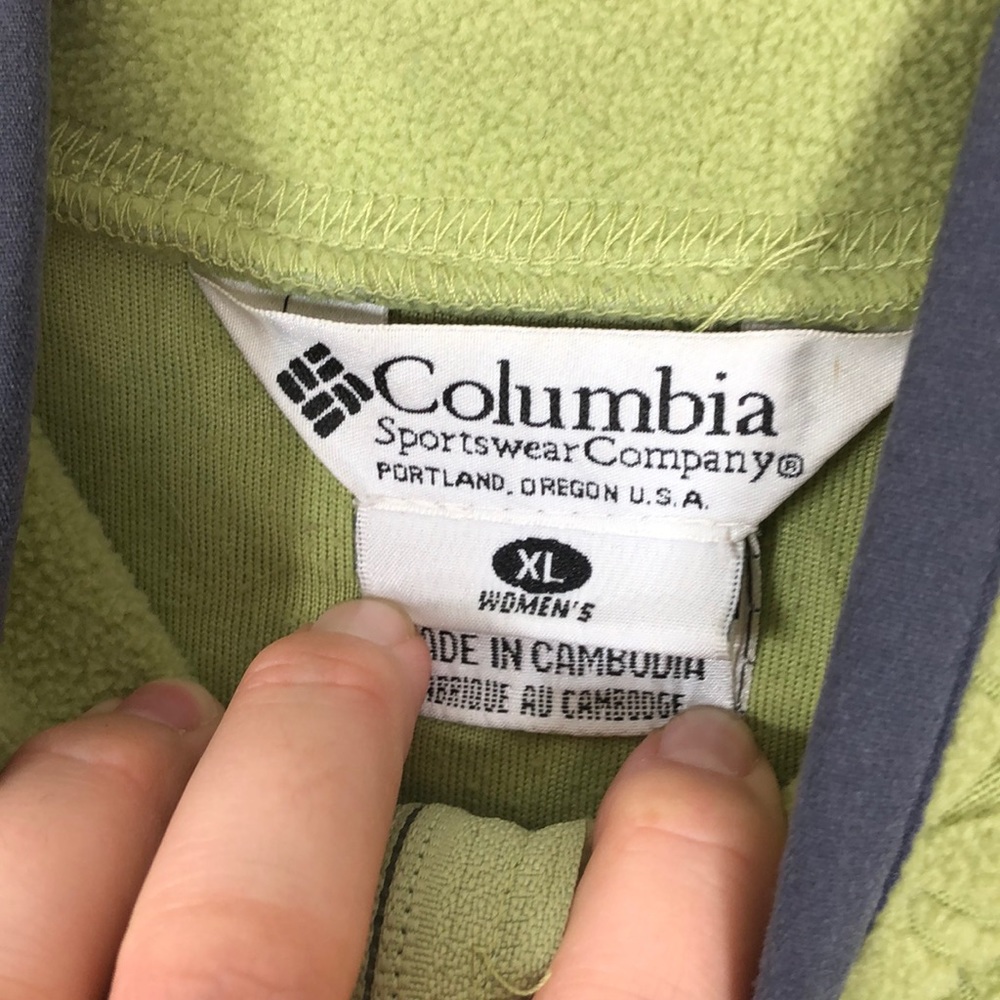 Vtg Columbia Fleece Jacket Green Flowers L - Picture 3 of 8